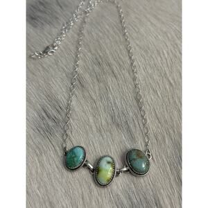 Sterling Silver Palomino Number 8 White Water Turquoise Multistone Bar Necklace